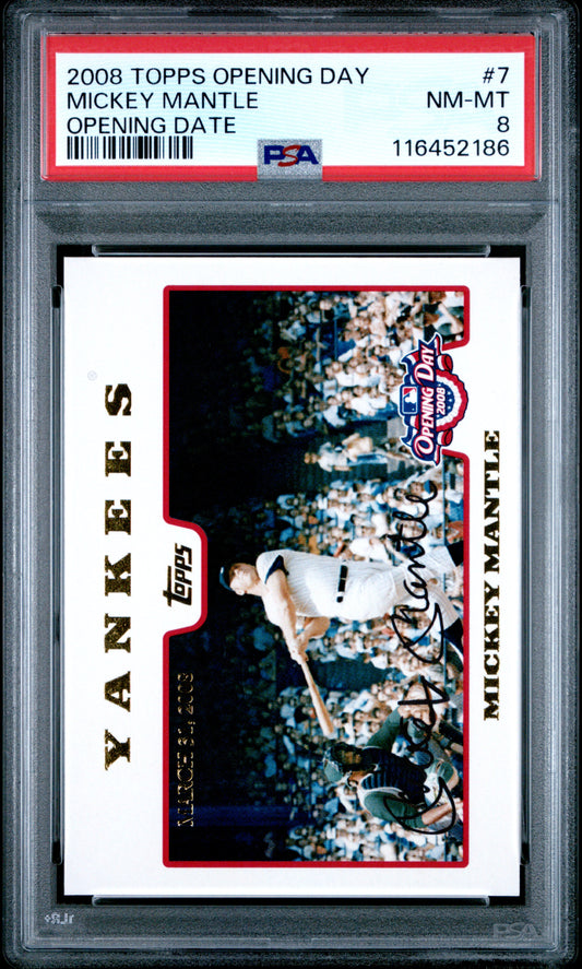 2008 Topps Opening Day #7 Mickey Mantle Opening Date PSA 8