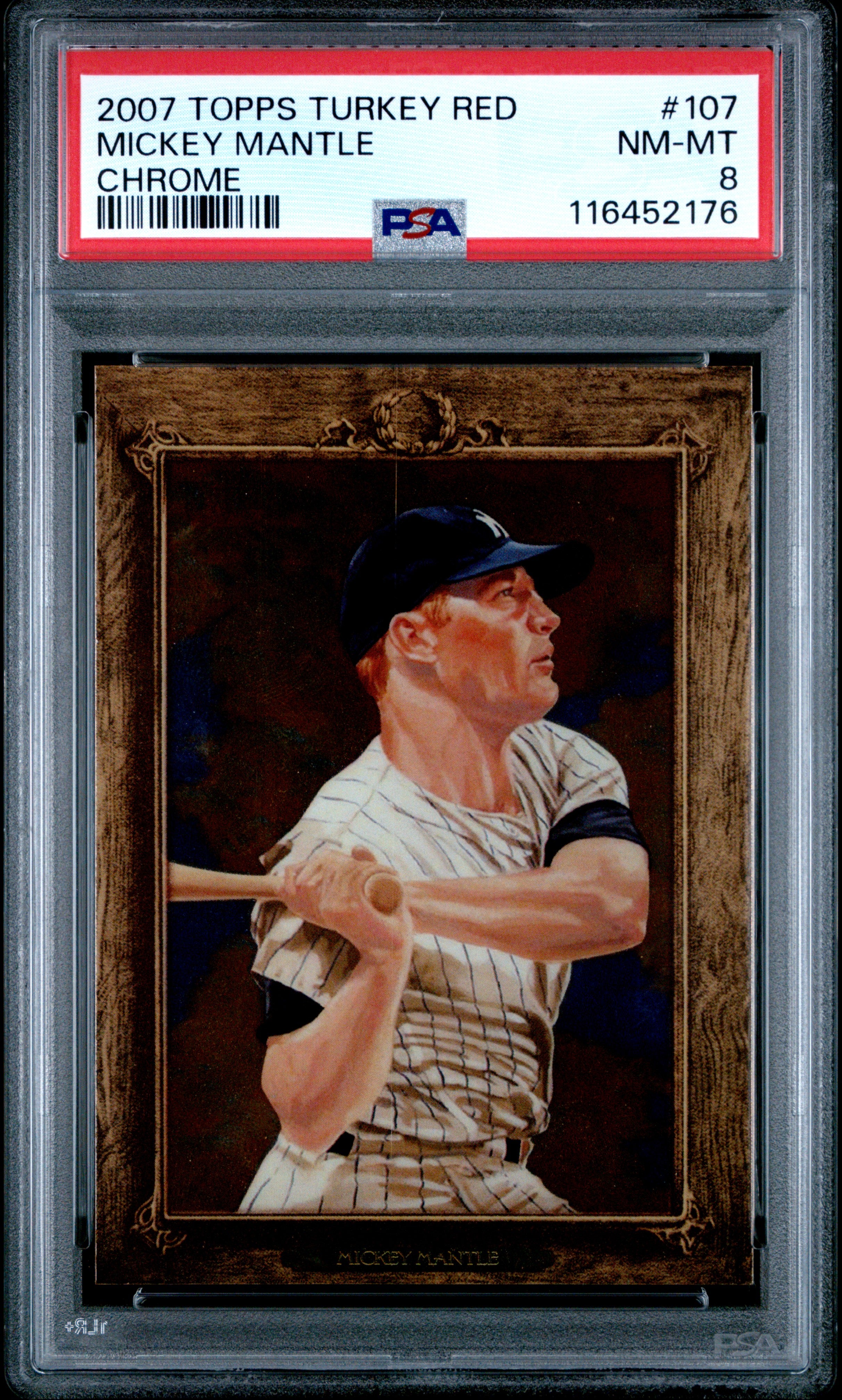 2007 Topps Turkey Red Chrome #107 Mickey Mantle Chrome PSA 8