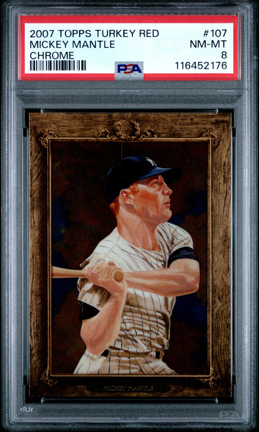 2007 Topps Turkey Red Chrome #107 Mickey Mantle Chrome PSA 8