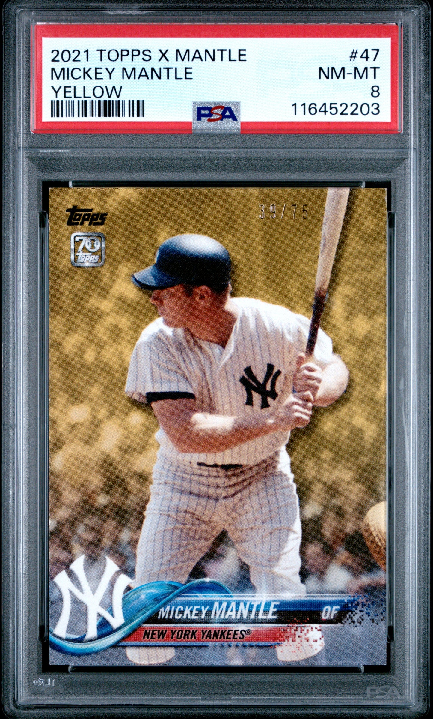 2021 Topps X Mickey Mantle Collection #47 Mickey Mantle Yellow PSA 8