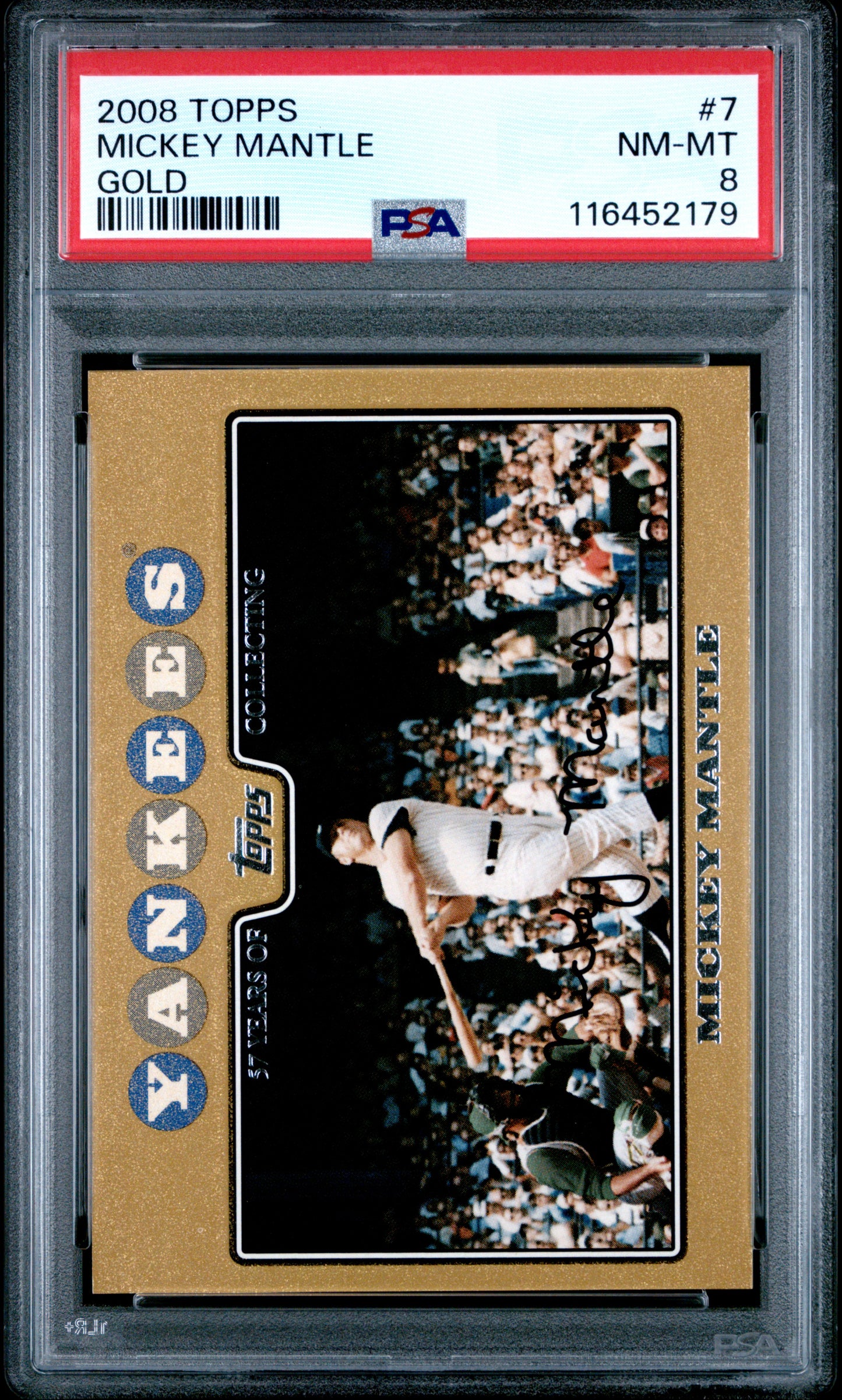2008 Topps #7 Mickey Mantle Gold PSA 8