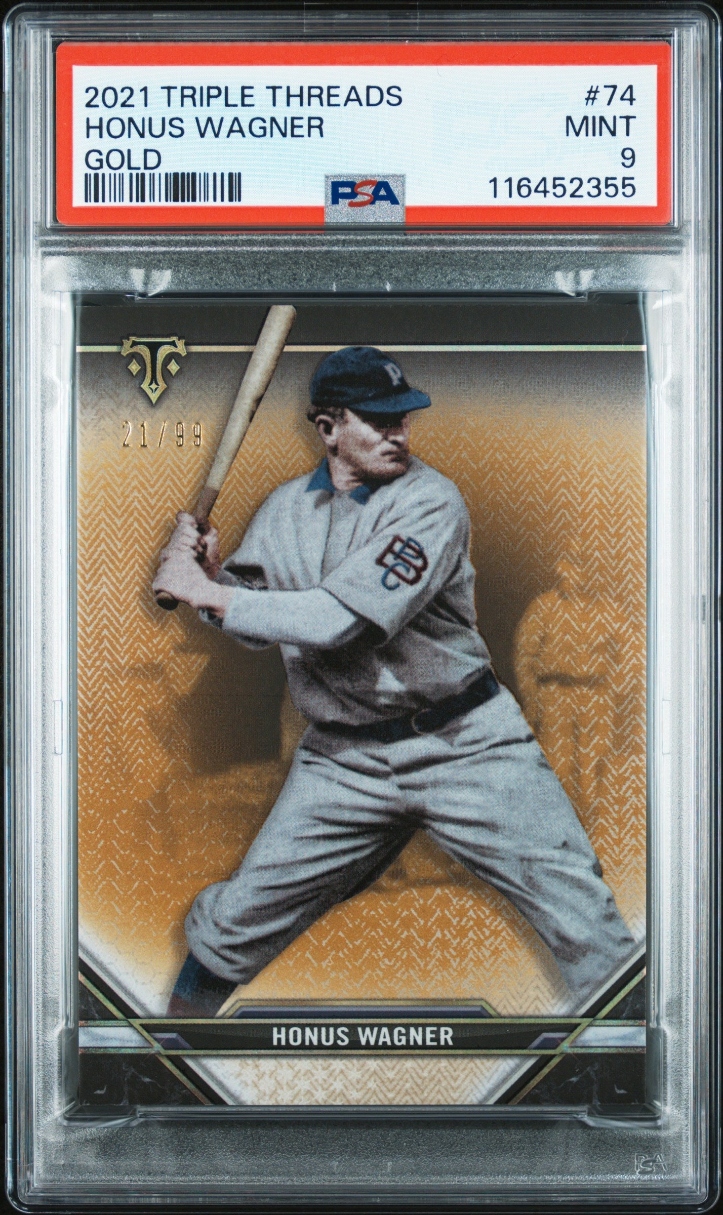 2021 Topps Triple Threads #74 Honus Wagner Gold PSA 9