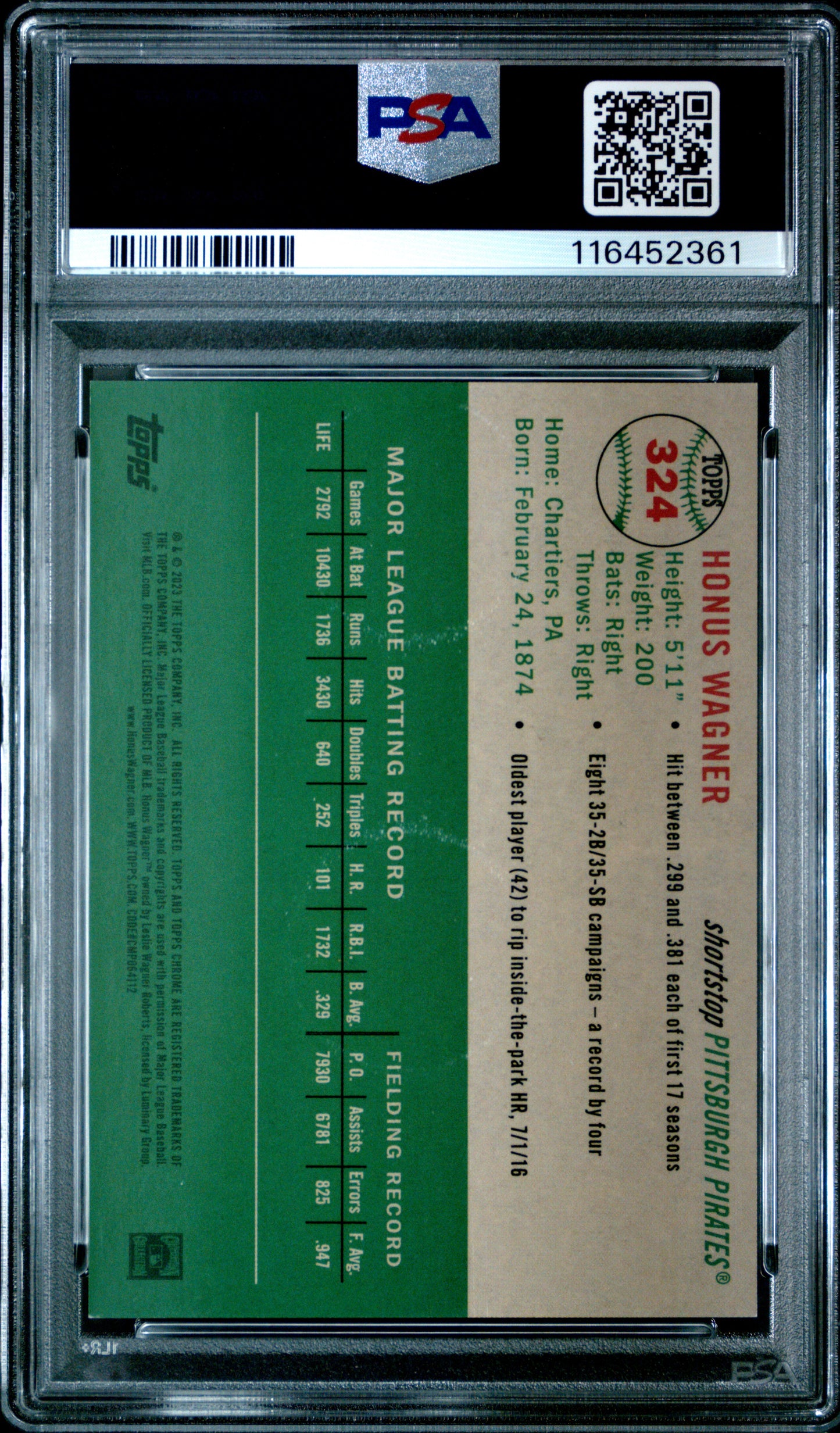 2023 Platinum Anniversary #324 Honus Wagner Green Wave PSA 9