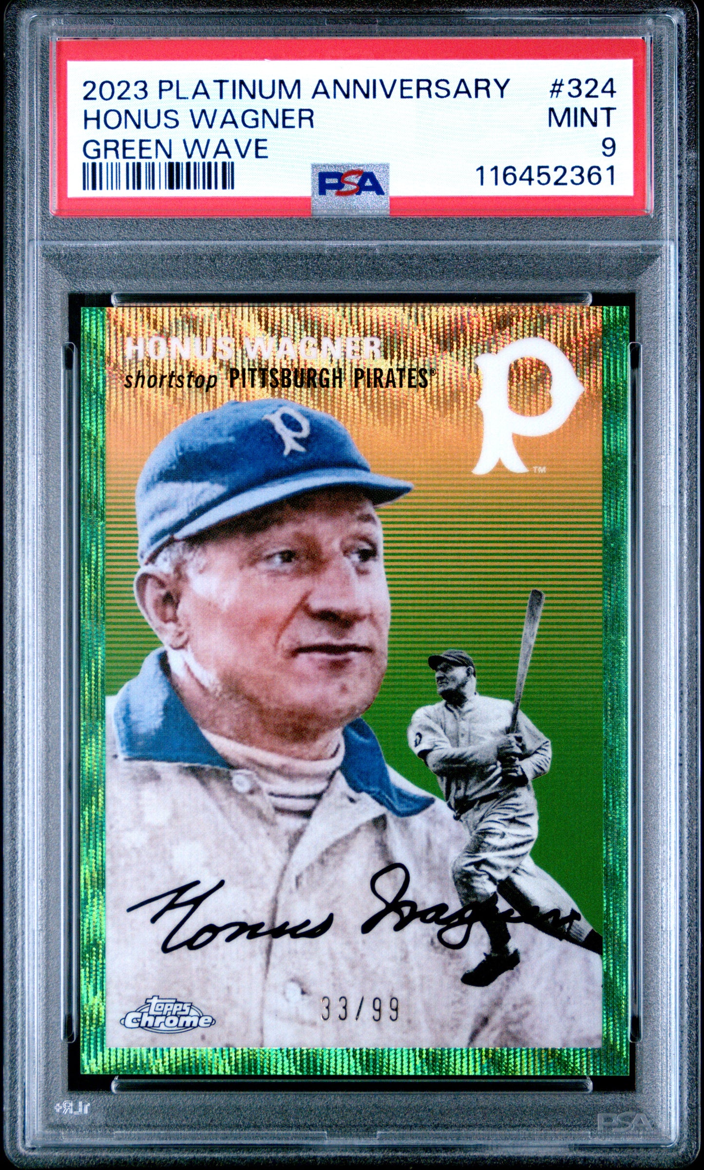 2023 Platinum Anniversary #324 Honus Wagner Green Wave PSA 9