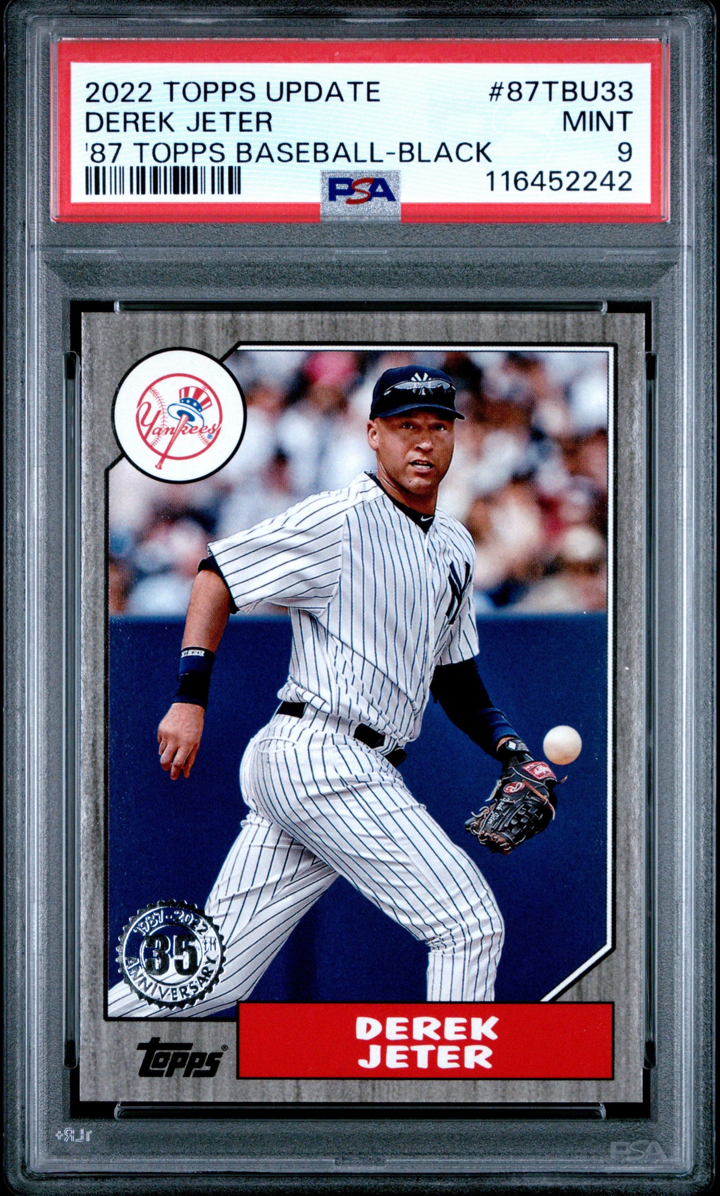 2022 Topps Update #87TBU33 Derek Jeter '87 Topps Baseball-Black PSA 9