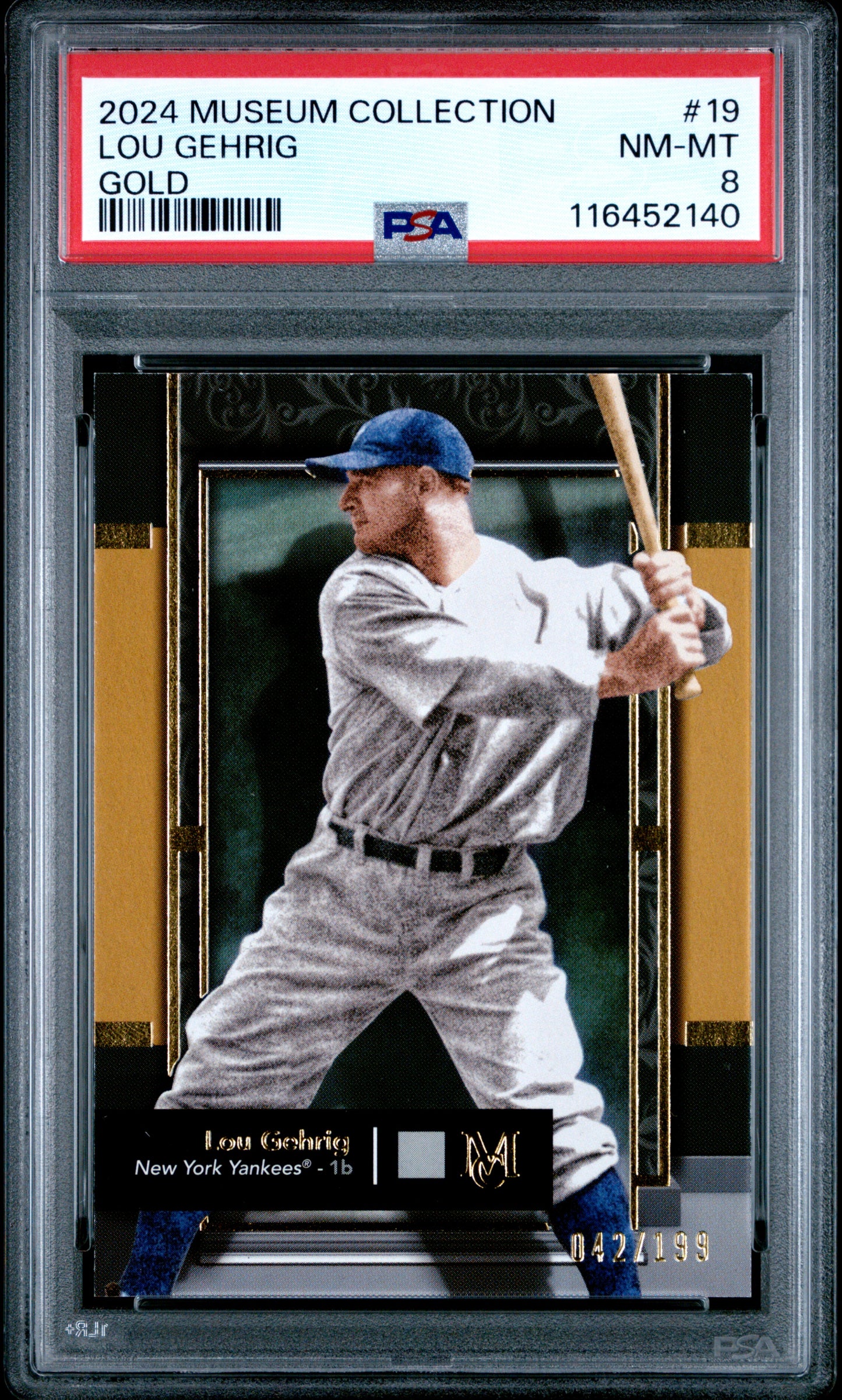 2024 Topps Museum Collection #19 Lou Gehrig Gold PSA 8