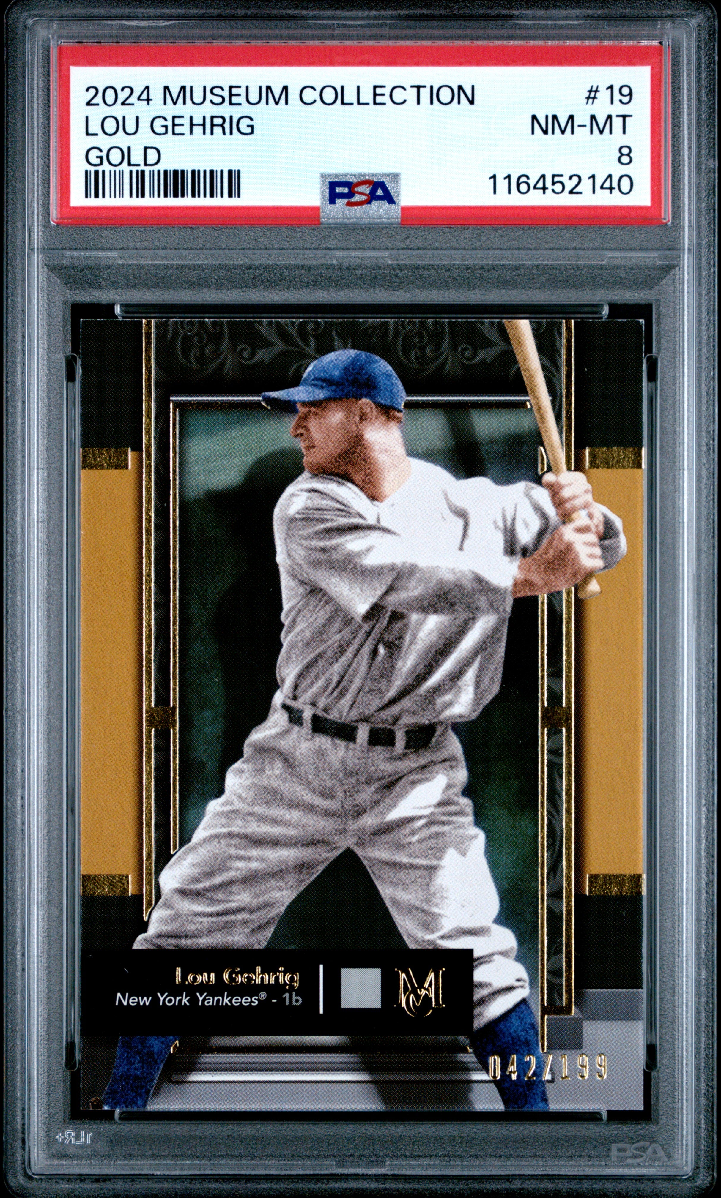 2024 Topps Museum Collection #19 Lou Gehrig Gold PSA 8