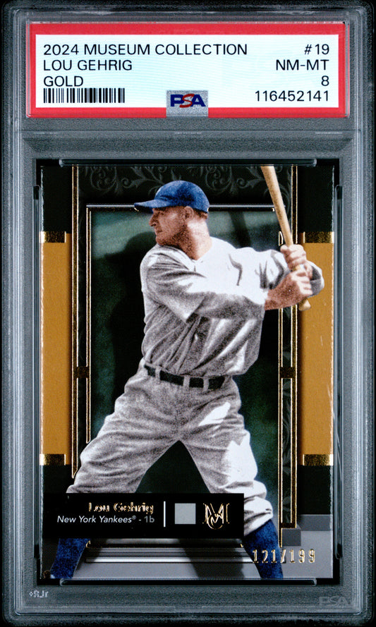 (1)2024 Topps Museum Collection #19 Lou Gehrig Gold PSA 8