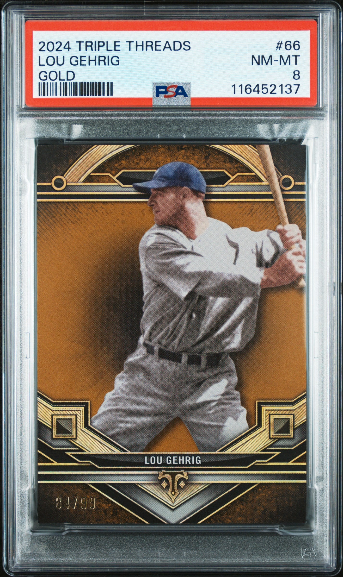 2024 Topps Triple Threads #66 Lou Gehrig Gold PSA 8