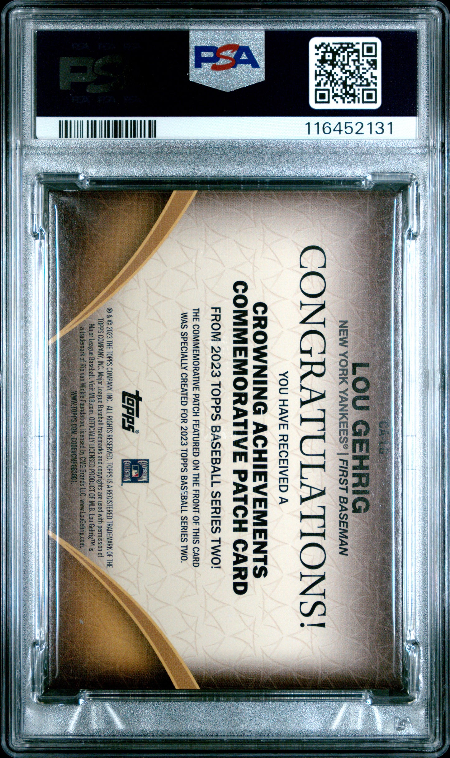 #CALG Lou Gehrig Crowning Achievement Comm Pat-Gold PSA 8