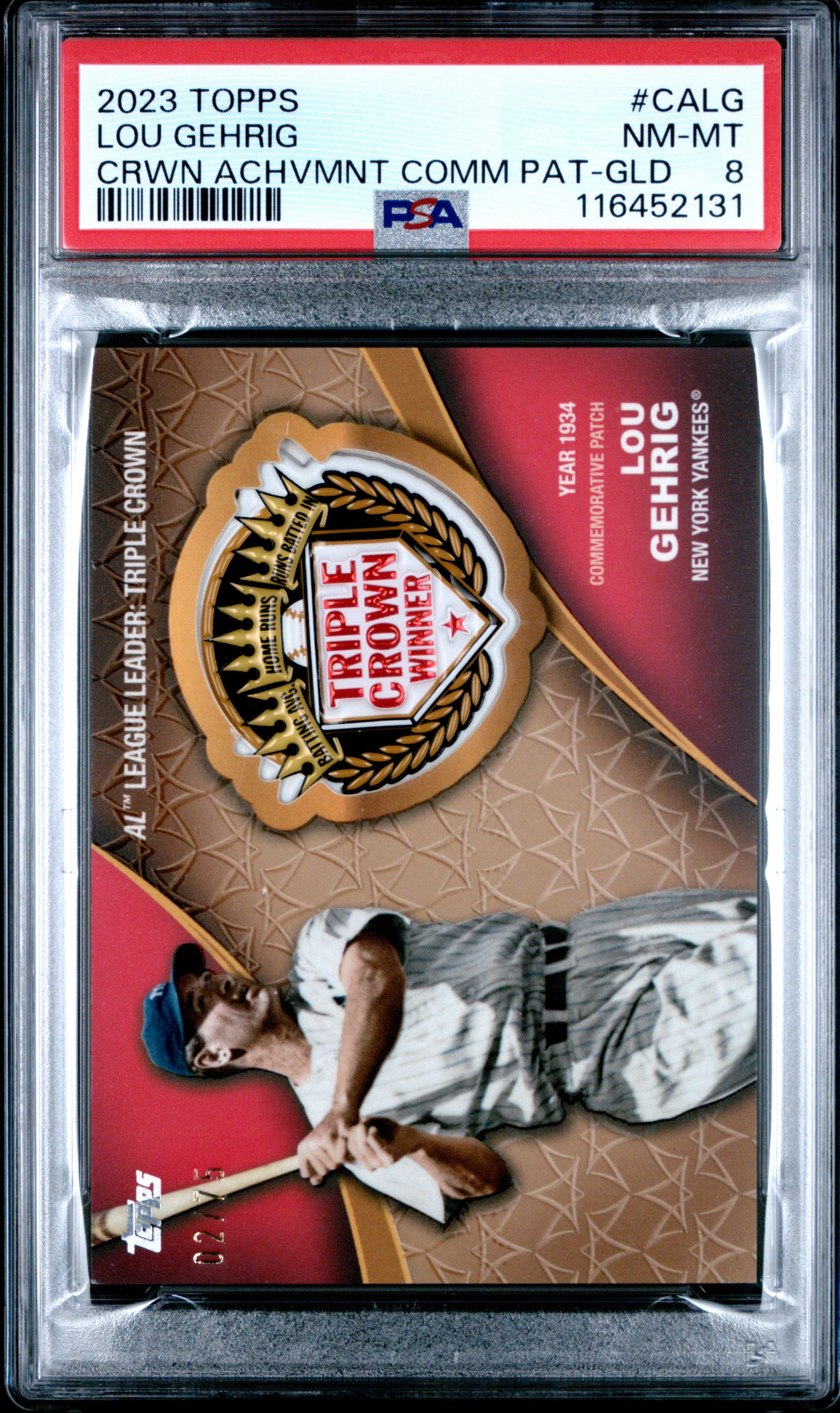#CALG Lou Gehrig Crowning Achievement Comm Pat-Gold PSA 8