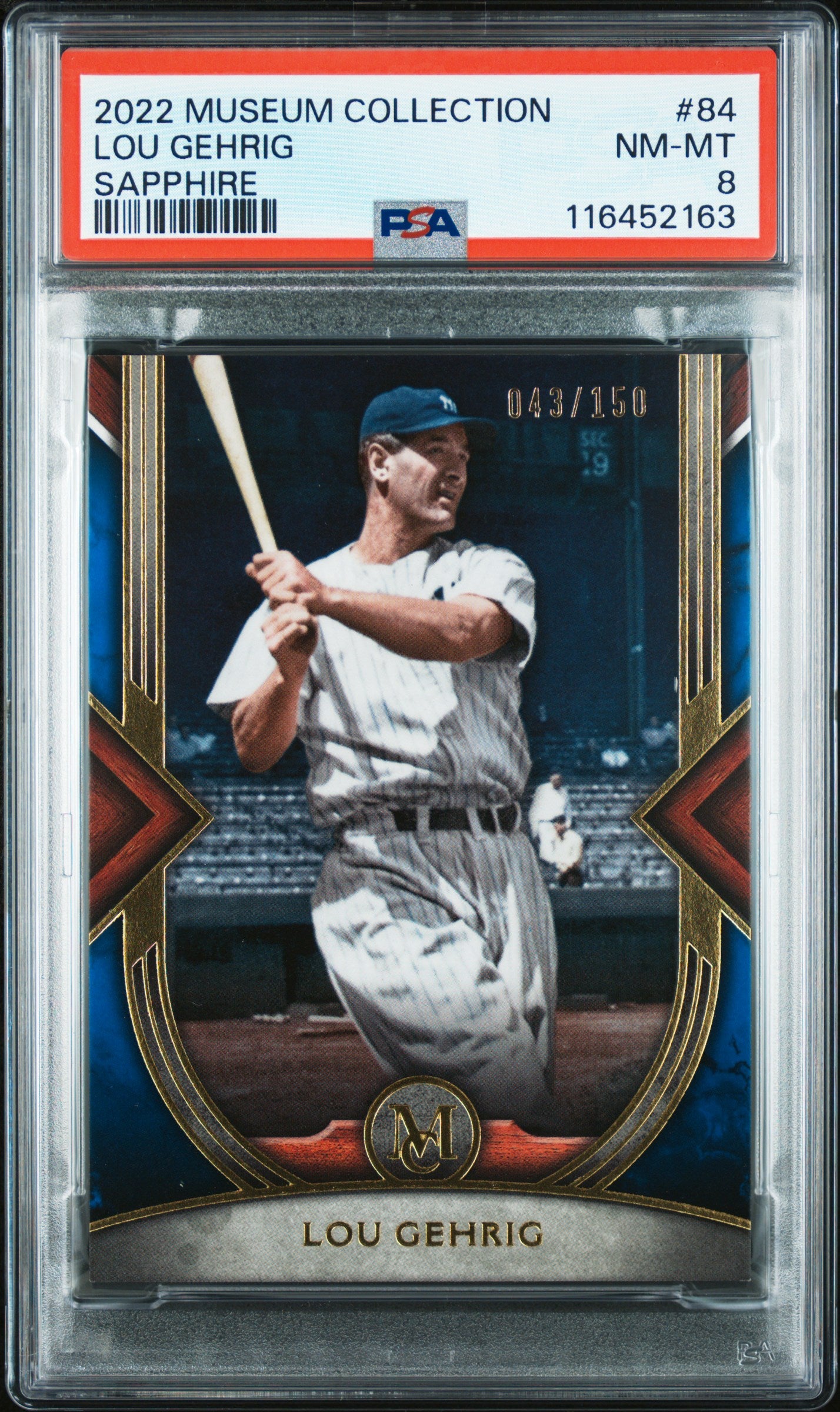 2022 Topps Museum Collection #84 Lou Gehrig Sapphire PSA 8