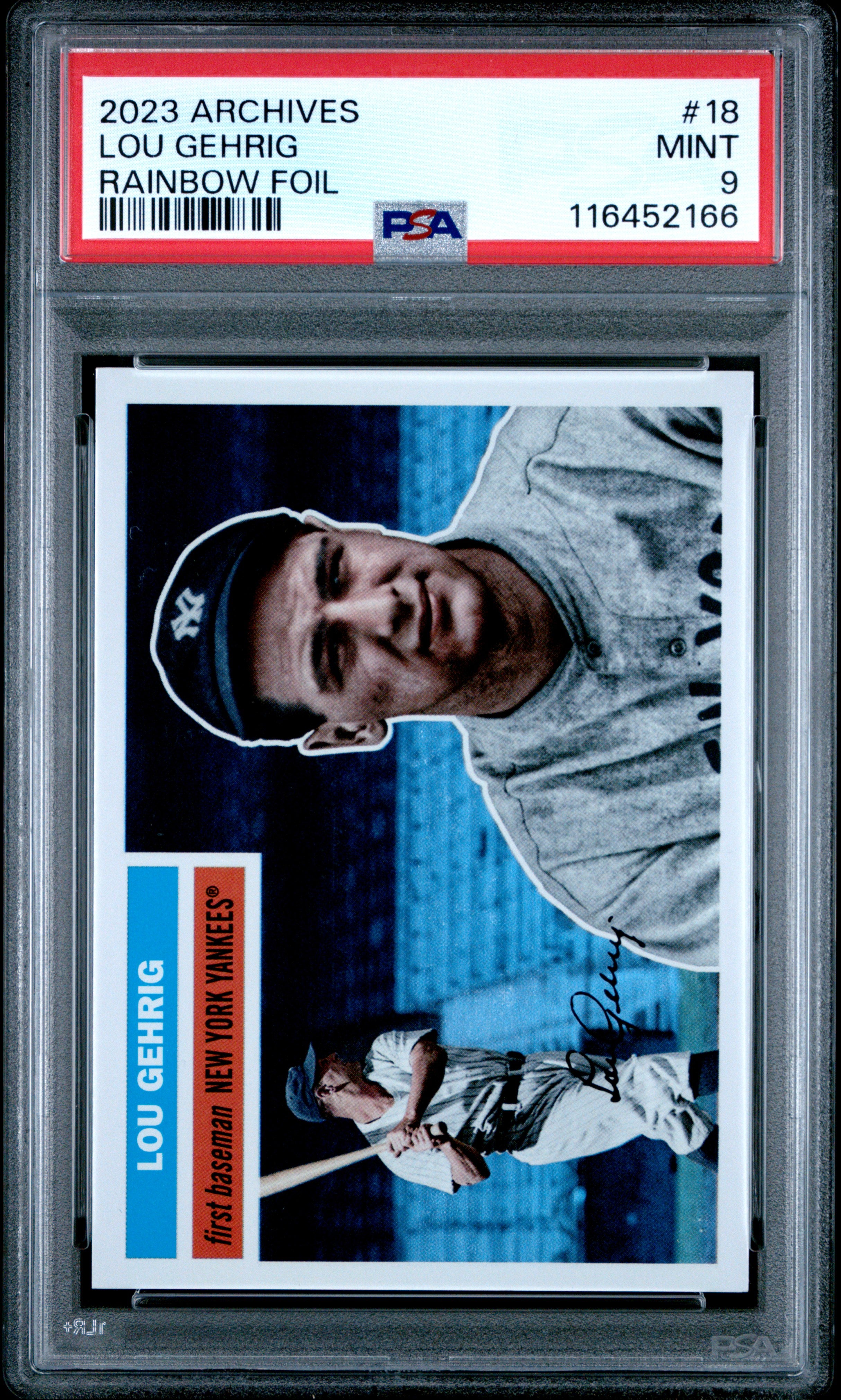 2023 Topps Archives #18 Lou Gehrig Rainbow Foil PSA 9