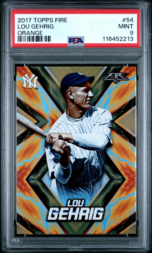 2017 Topps Fire #54 Lou Gehrig Orange PSA 9