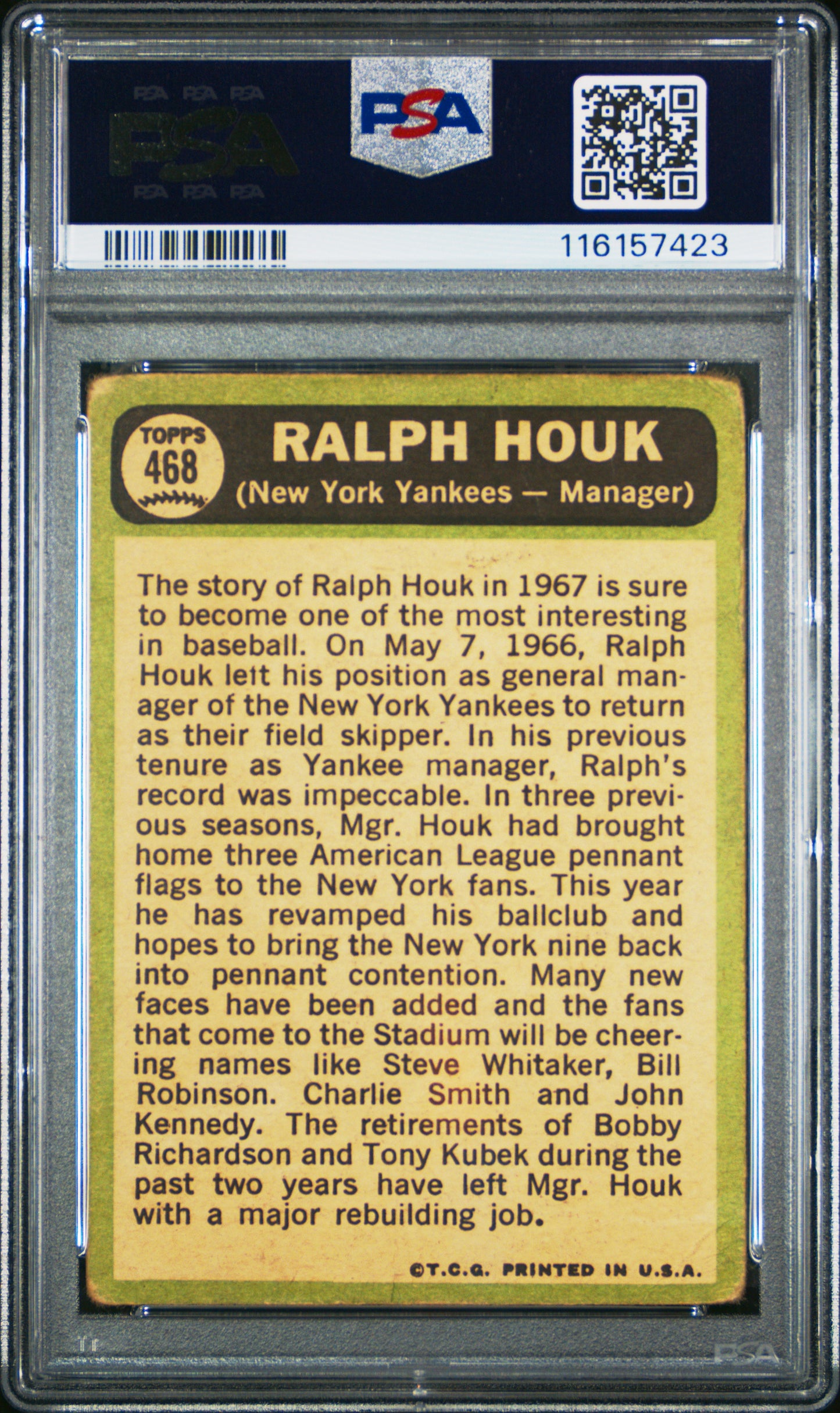 1967 Topps #468 Ralph Houk PSA 1