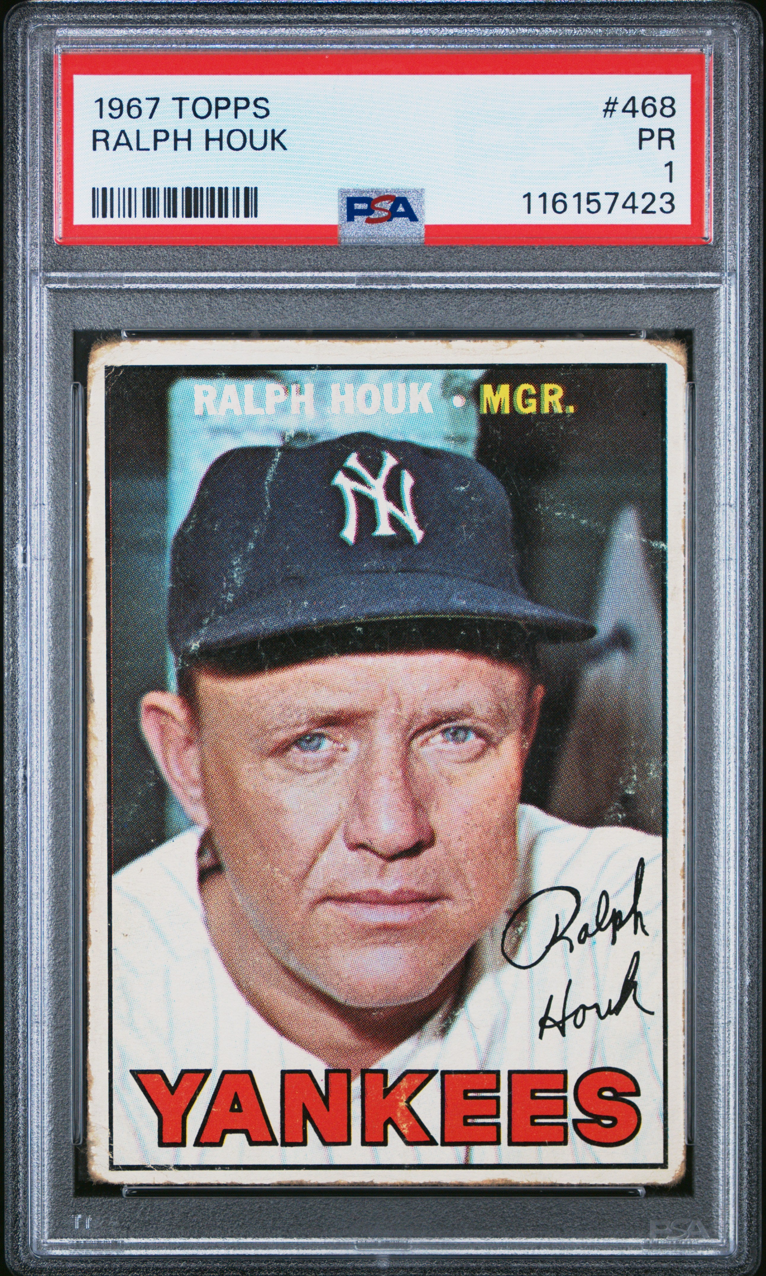 1967 Topps #468 Ralph Houk PSA 1