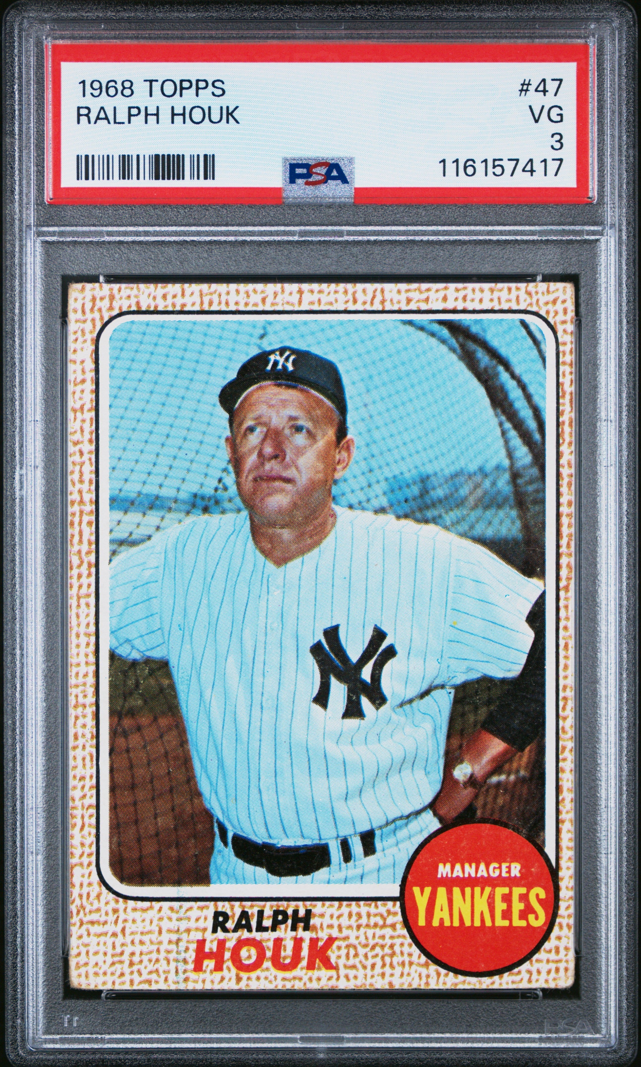 1968 Topps #47 Ralph Houk PSA 3
