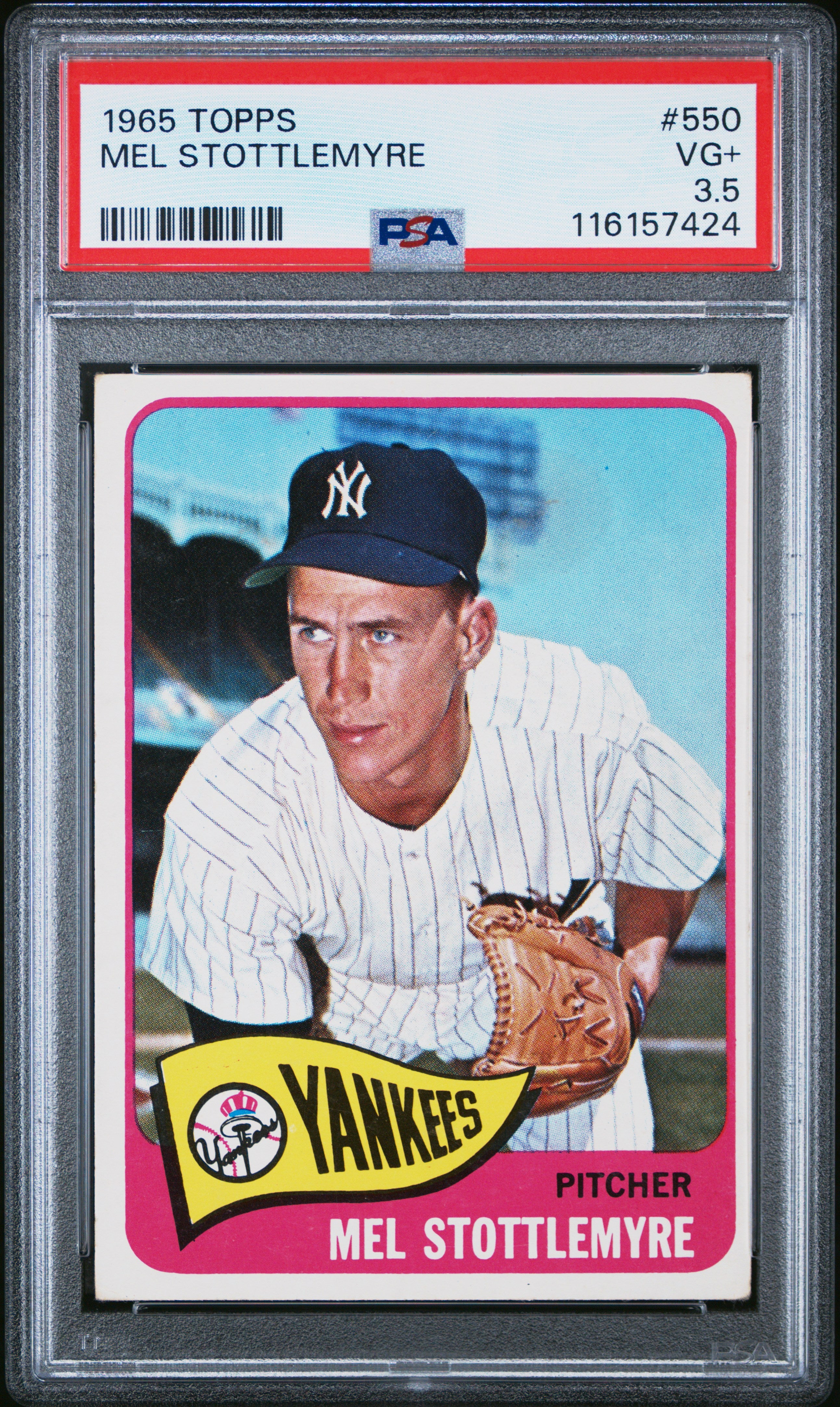 1965 Topps #550 Mel Stottlemyre PSA 3.5