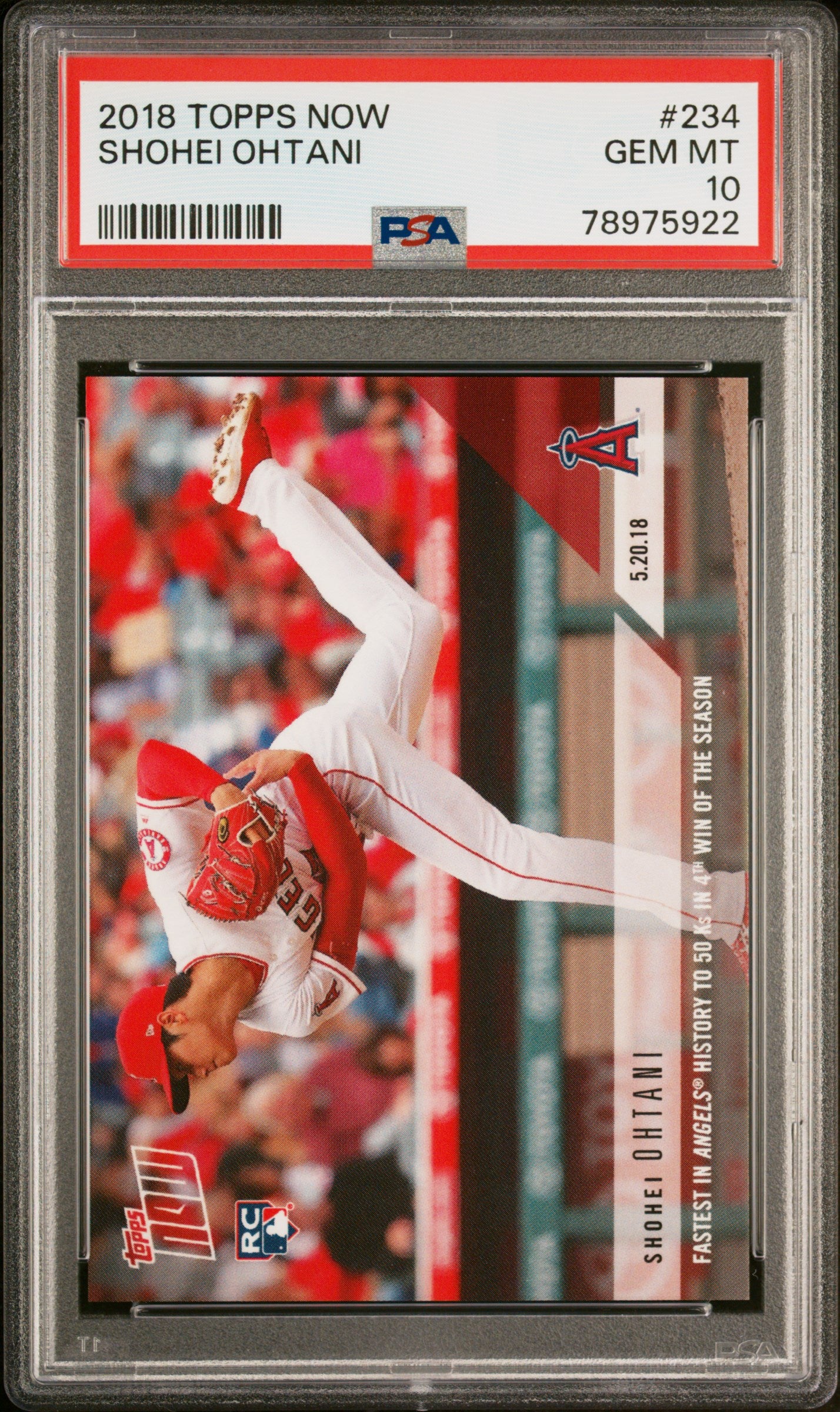 2018 Topps Now #234 Shohei Ohtani RC PSA 10
