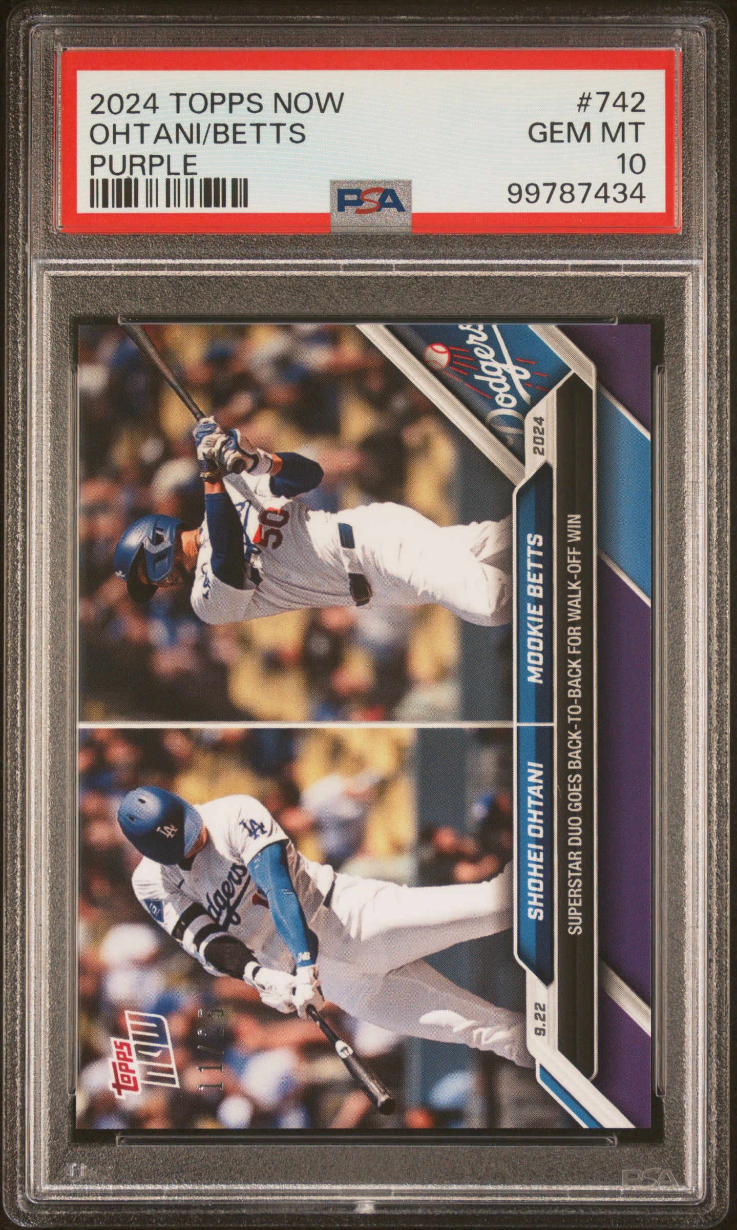 2024 Topps Now #742 Ohtani/Betts Purple PSA 10