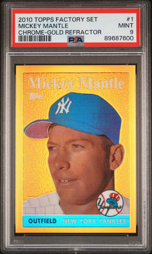 2010 Topps Mantle Factory Set #1 Mickey Mantle Chrome-Gold Refractor PSA 9