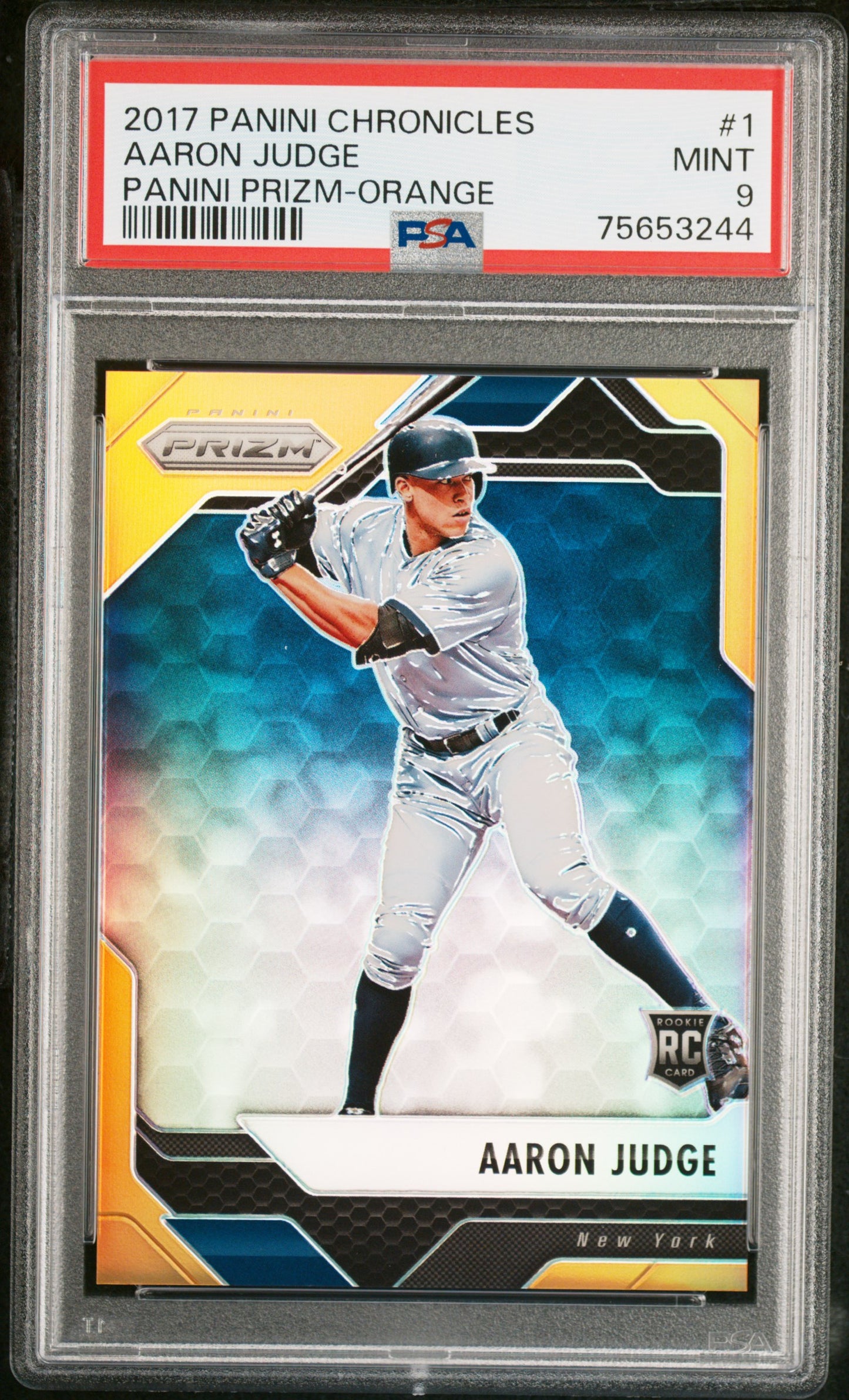 2017 Panini Chronicles Panini Prizm #1 Aaron Judge Panini Prizm-Orange PSA 9