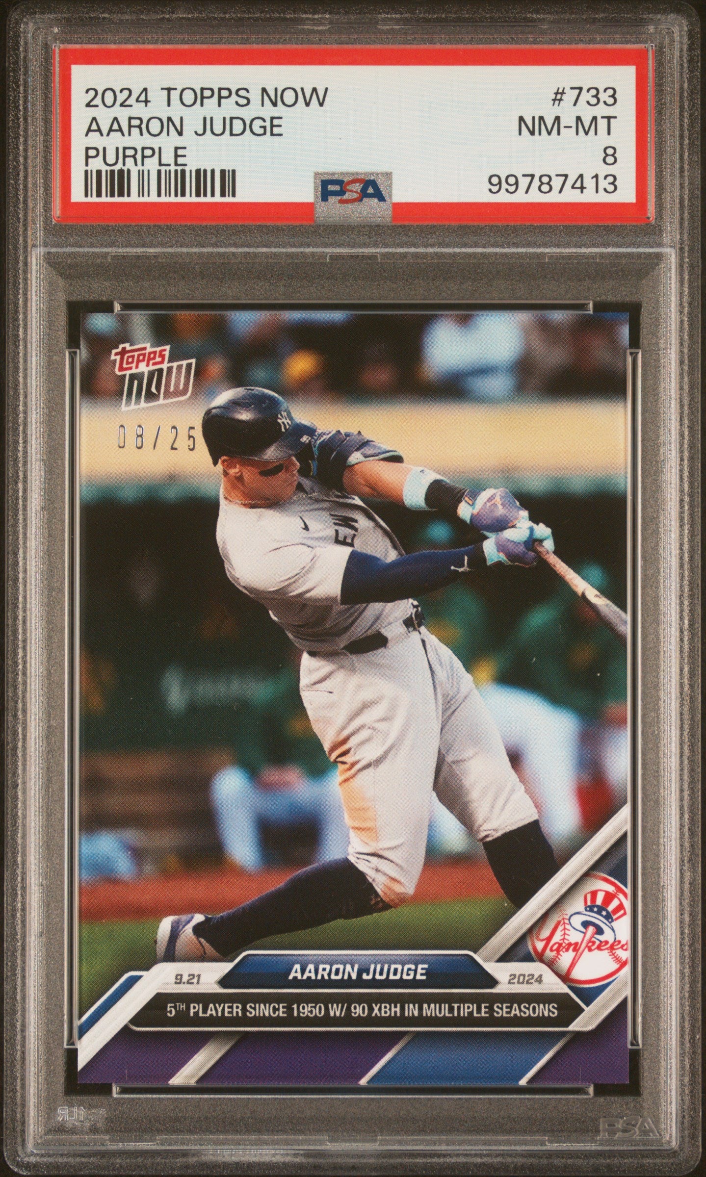 2024 Topps Now #733 Aaron Judge Purple PSA 8