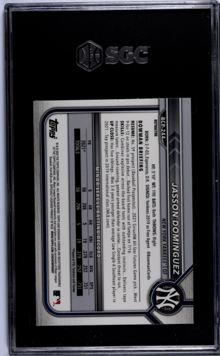 #BCP-244 Jasson Dominguez Shimmer Refractor SGC 9.5