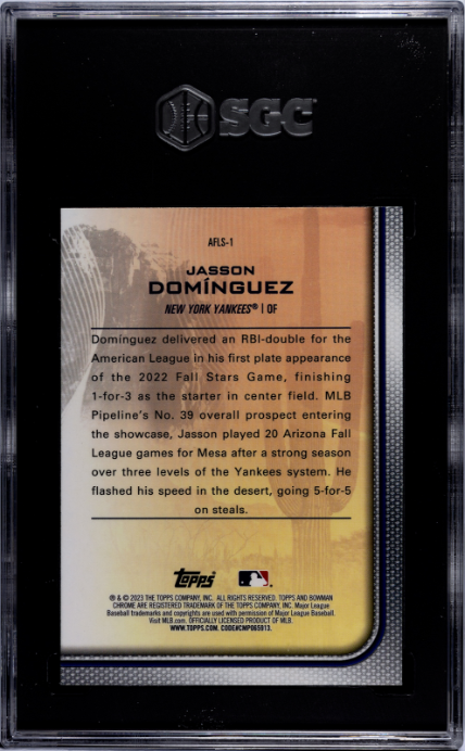 2023 Bowman Chrome #AFLS-1 Jasson Dominguez '22 AFL Fall Stars SGC 10