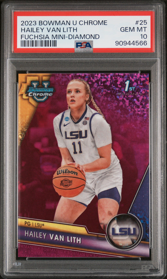 2023 Bowman University Chrome #25 Hailey Van Lith Fuchsia Mini Diamond PSA 10