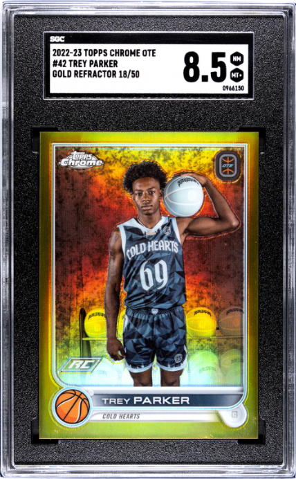 2022-23 Topps Chrome Overtime Elite #42 Trey Parker Gold Refractor RC SGC 8.5