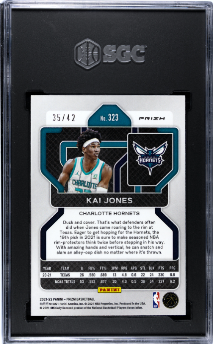 2021-22 Panini Prizm #323 Kai Jones Pink Pulsar Prizm RC SGC 9