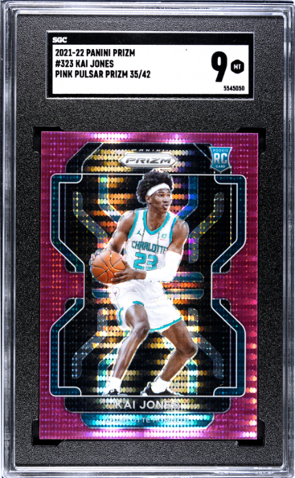 2021-22 Panini Prizm #323 Kai Jones Pink Pulsar Prizm RC SGC 9