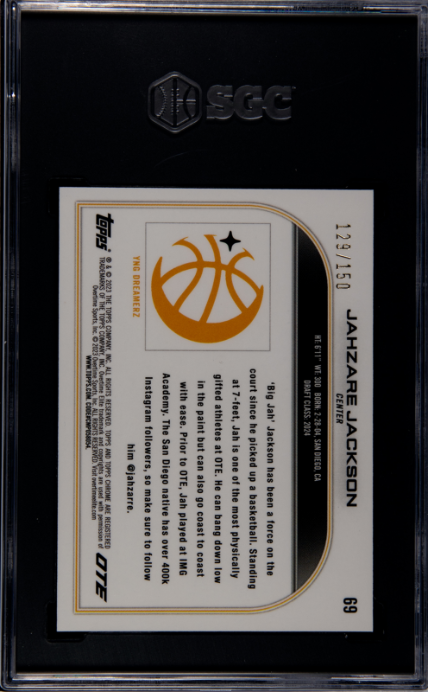 2022-23 #69 Jahzare Jackson Pink Prism Refractor SGC 9