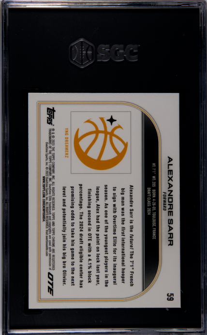 2022-23 Topps Chrome Overtime Elite #59 Alexandre Sarr SGC 9