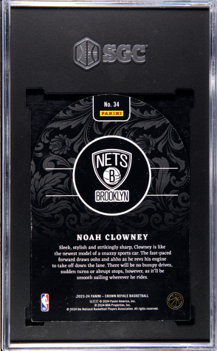 2023-24 Panini Crown Royale #34 Noah Clowney Rookie Royalty Purple RC SGC 8.5