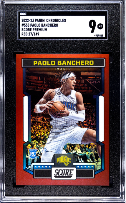 2022-23 Panini Chronicles #538 Paolo Banchero Score Premium Red RC SGC 9
