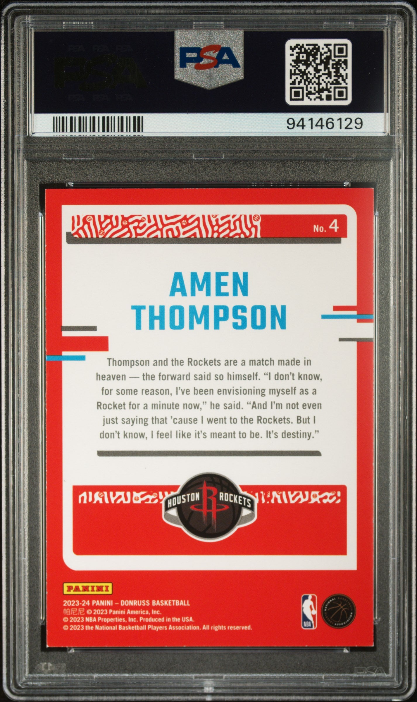 2023 Panini Donruss The Rookies #4 Amen Thompson PSA 9