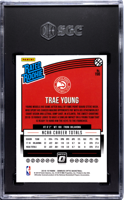 2018-19 Donruss Optic #198 Trae Young RR SGC 10