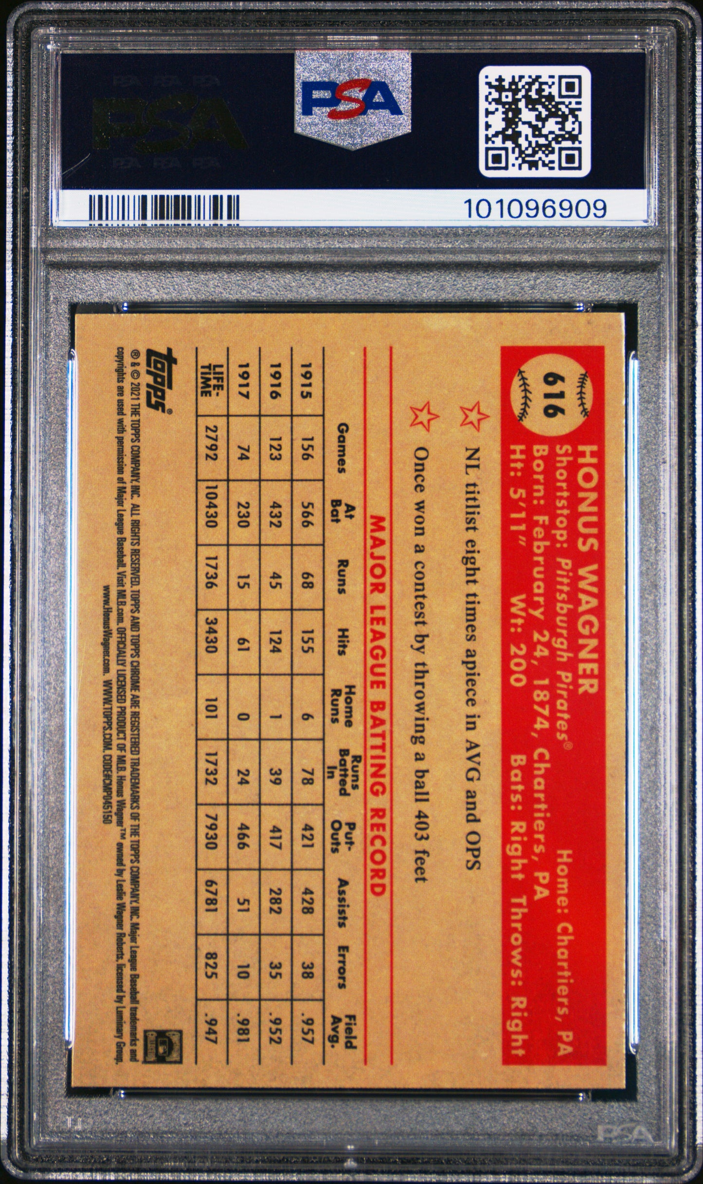 2021 Topps Chrome Platinum Anniversary #616 Honus Wagner PSA 9