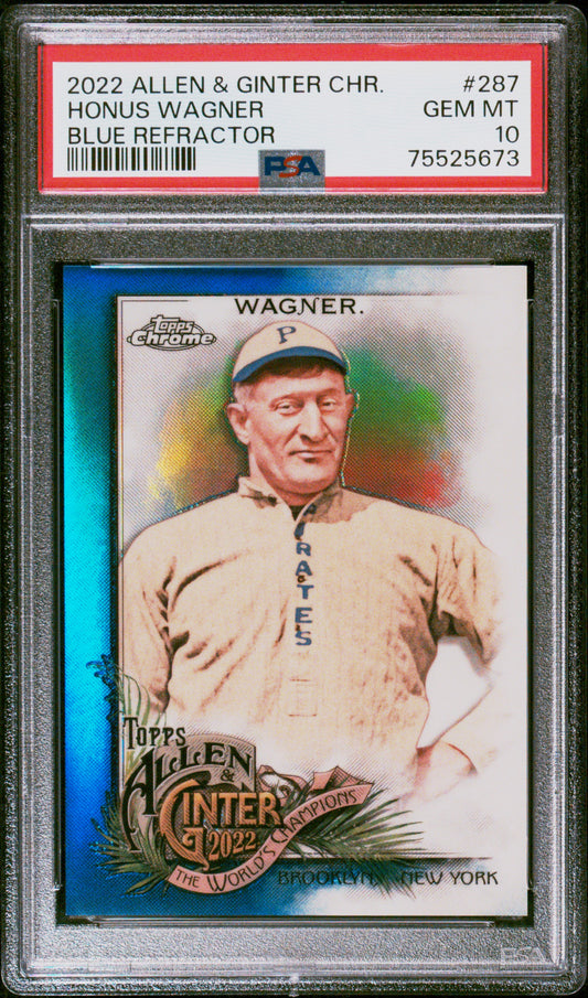 2022 Topps Allen & Ginter Chrome #287 Honus Wagner Blue Refractor PSA 10