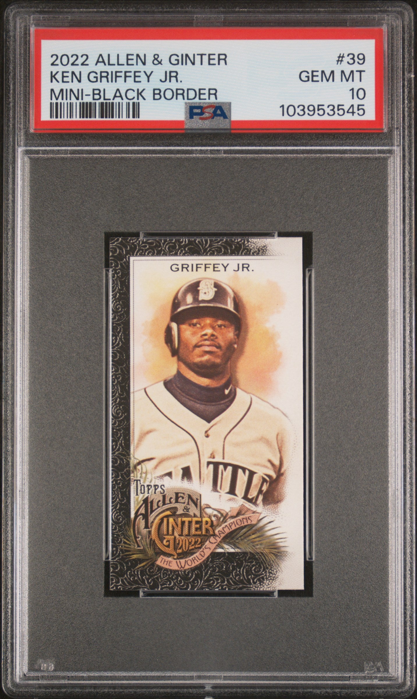 2022 Topps Allen & Ginter #39 Ken Griffey Jr. Mini-Black Border PSA 10