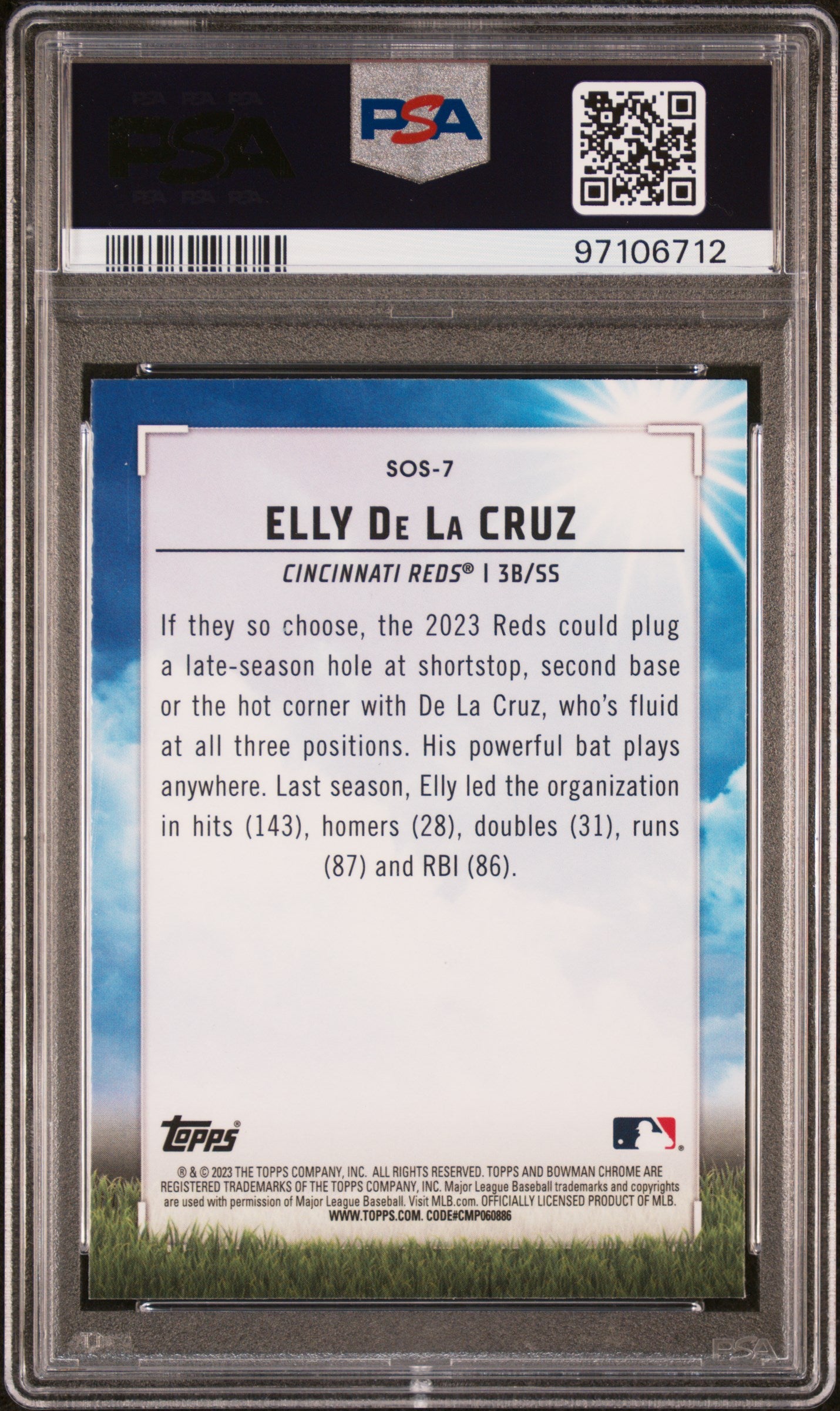 2023 Bowman Mega Box Chrome Sights On September #SOS7 Elly De La Cruz PSA 10