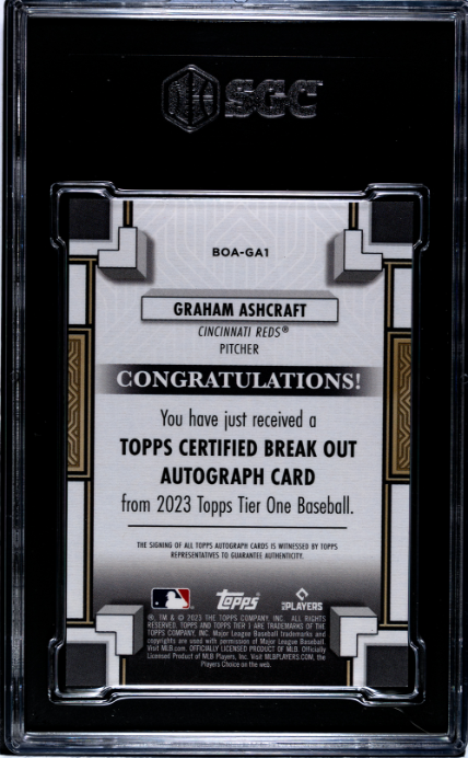 2023 Topps Tier One #BOA-GA1 Graham Ashcraft Break Out SGC 10-10