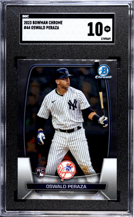 2023 Bowman Chrome #44 Oswald Peraza RC SGC 10