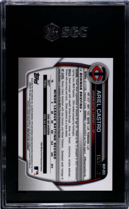 2023 Bowman Chrome #BCP-203 Ariel Castro Speckle Refractor SGC 10