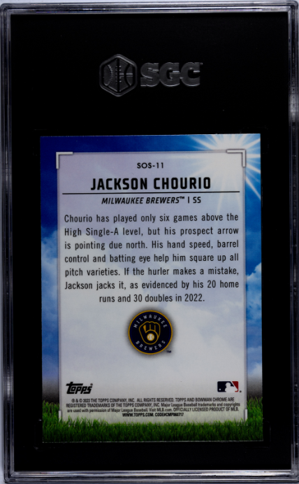 2023 Bowman #SOS-11 Jackson Chourio Sights on Sept. SGC 9.5