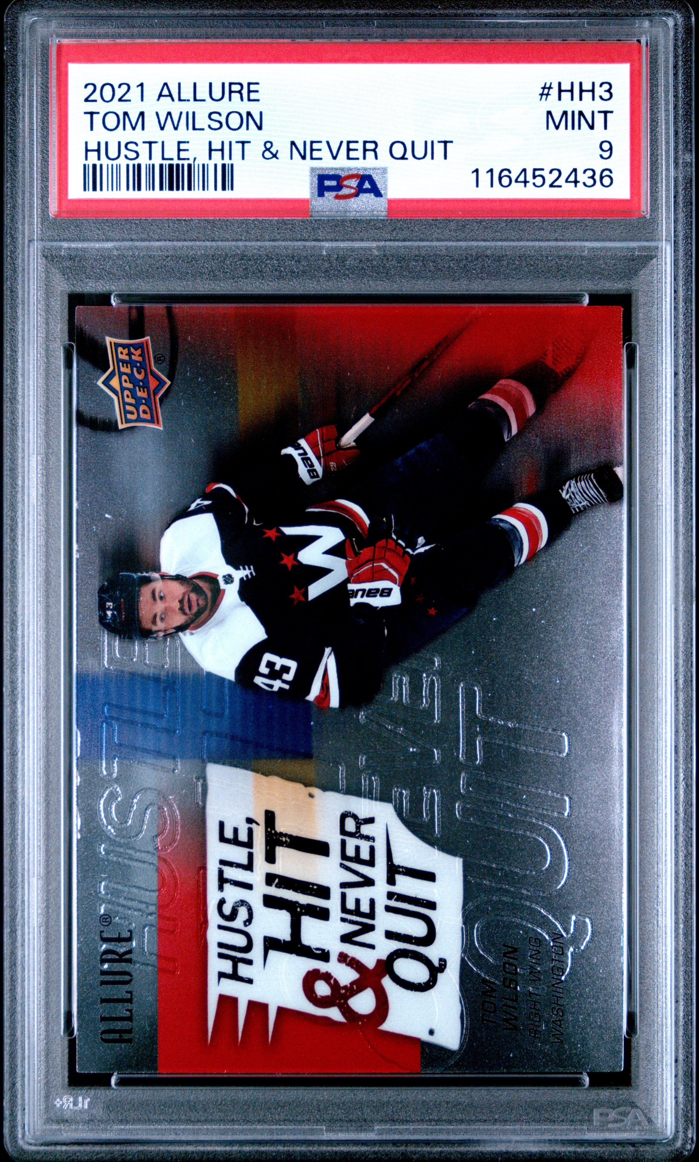 2021 Upper Deck Allure Hustle, Hit & Never Quit #HH3 Tom Wilson PSA 9