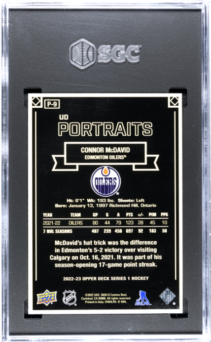 2022-23 Upper Deck #P-9 Connor Mcdavid Portraits SGC 9.5