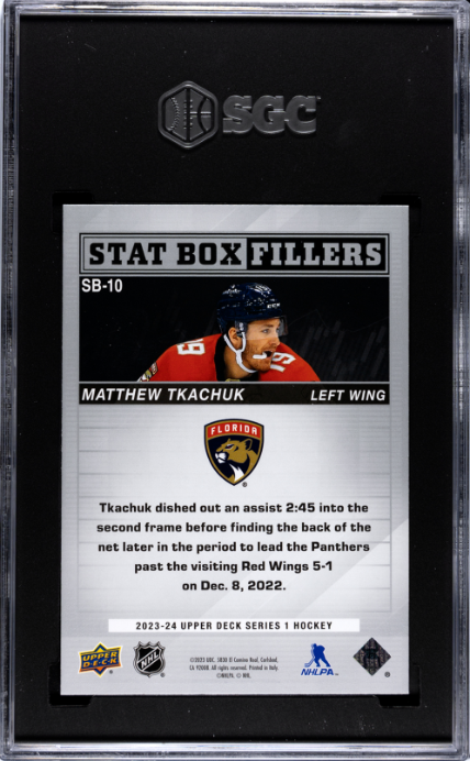 2023-24 Upper Deck #SB-10 Matthew Tkachuk Stat Box Fillers SGC 9